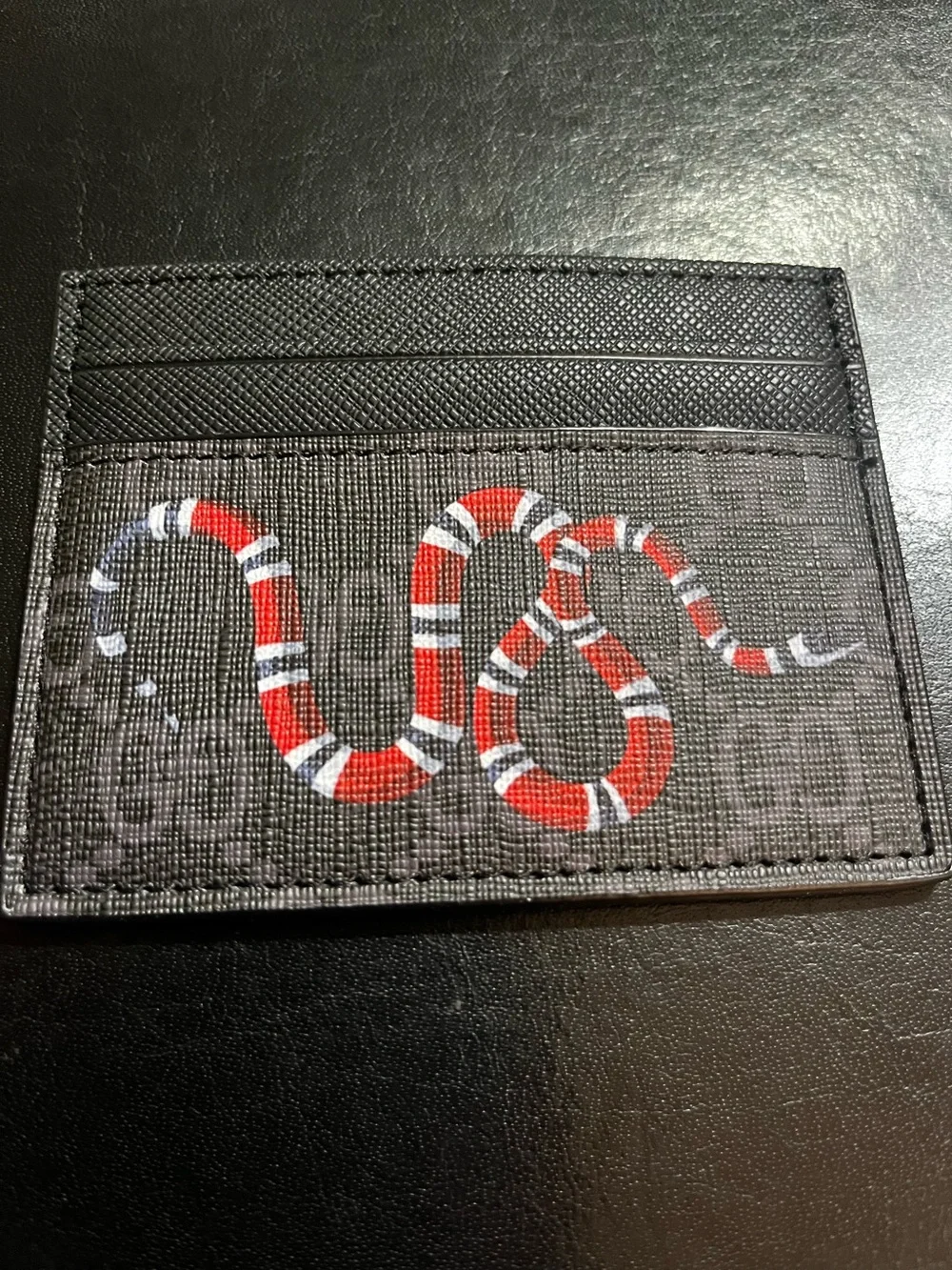 Double G Designer Letter Monogram Snake Card Wallet